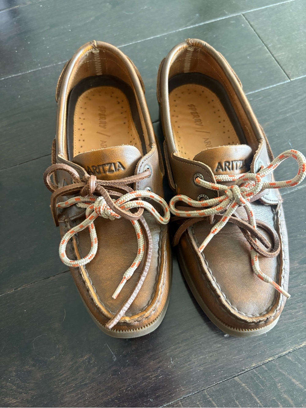 Sperry Women's Brown Leather Moc Toe Boat Shoes with Two-Tone Laces